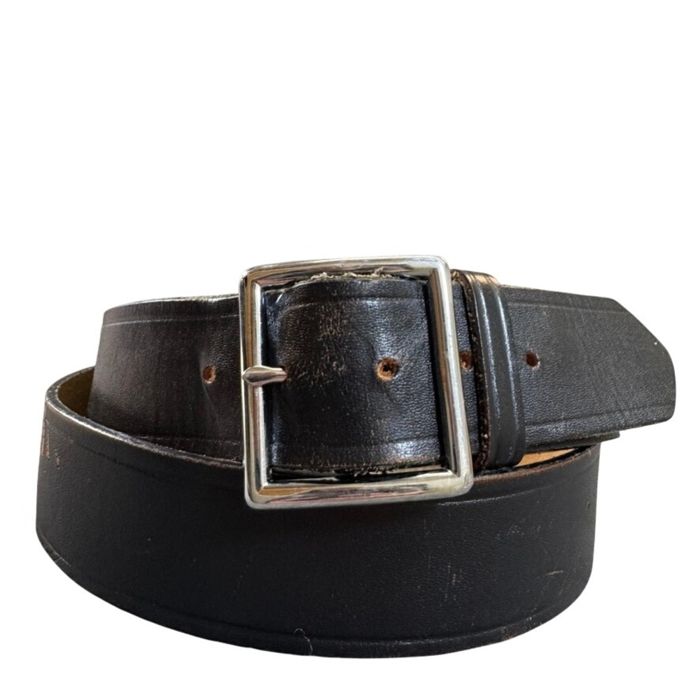 Dutyman 1611 Mens Black Genuine Leather Duty Belt Silver Buckle Size 46 1.5in